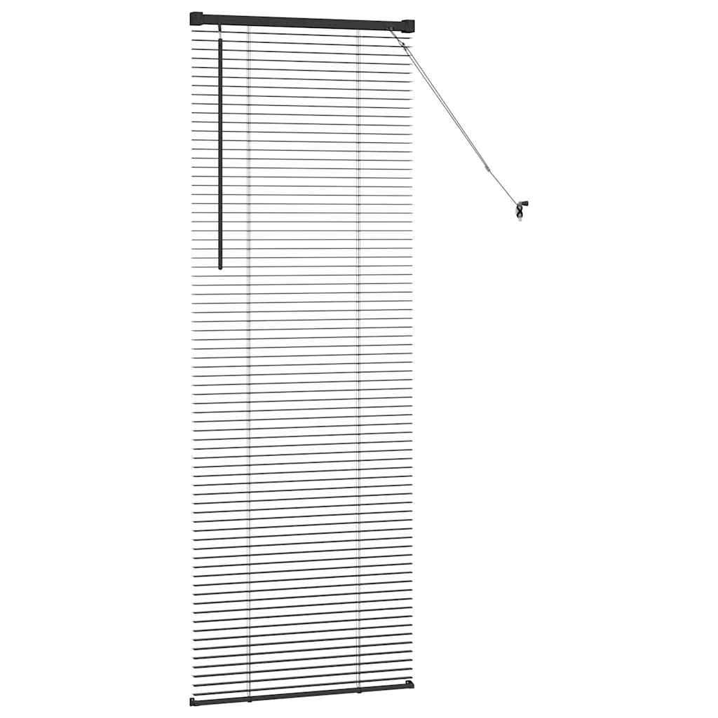 Window Blind with Curtains Manual Black Aluminium